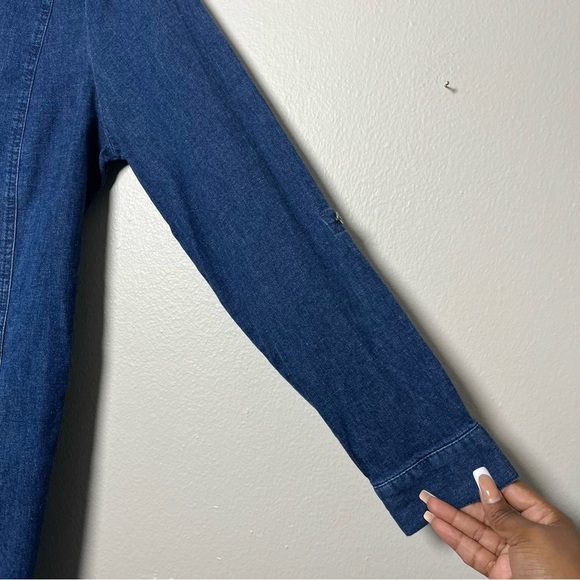 J. Jill Women Denim Dress Medium Long Sleeve Button Down Shirt Casual Western‎ - Picture 8 of 11